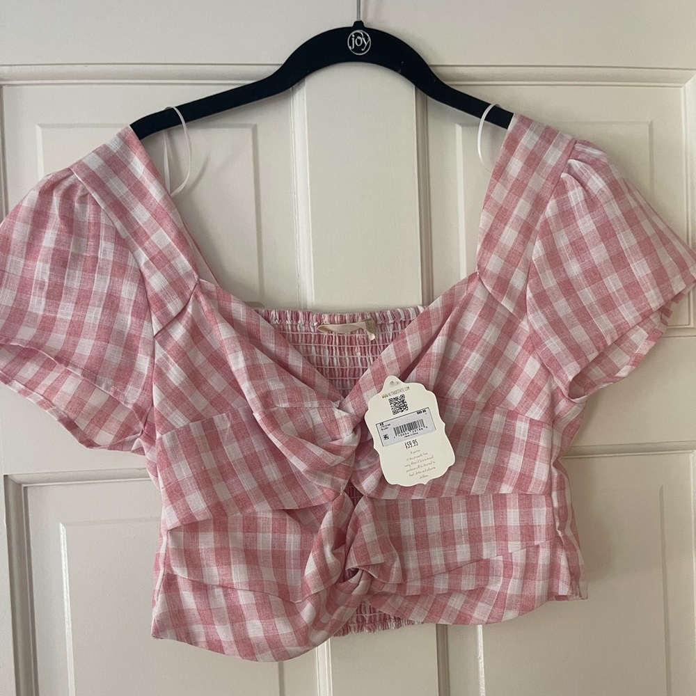 Linen gingham top